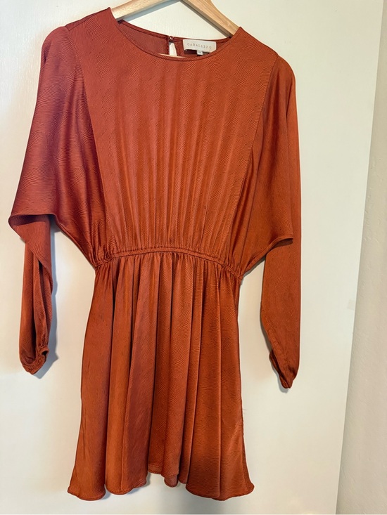Caballero Dresses & Skirts - CABALLERO Rust Orange Long Sleeve Mini Dress with Gathered Waist